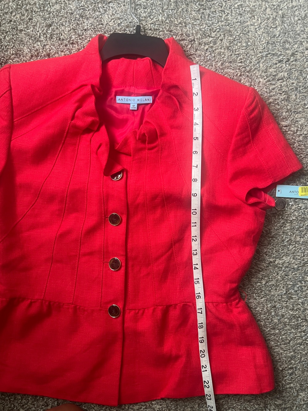 Antonio MELANI Cottagecore coral orange cap sleeve blazer - Picture 11 of 12